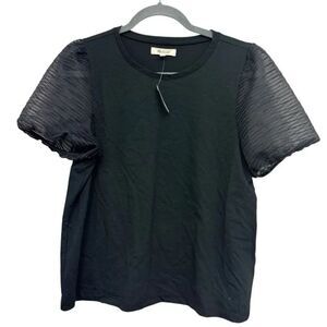 Madewell black sheer sleeve top size medium